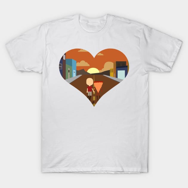 Funny & Romantic Pizza Design T-Shirt by Mendel